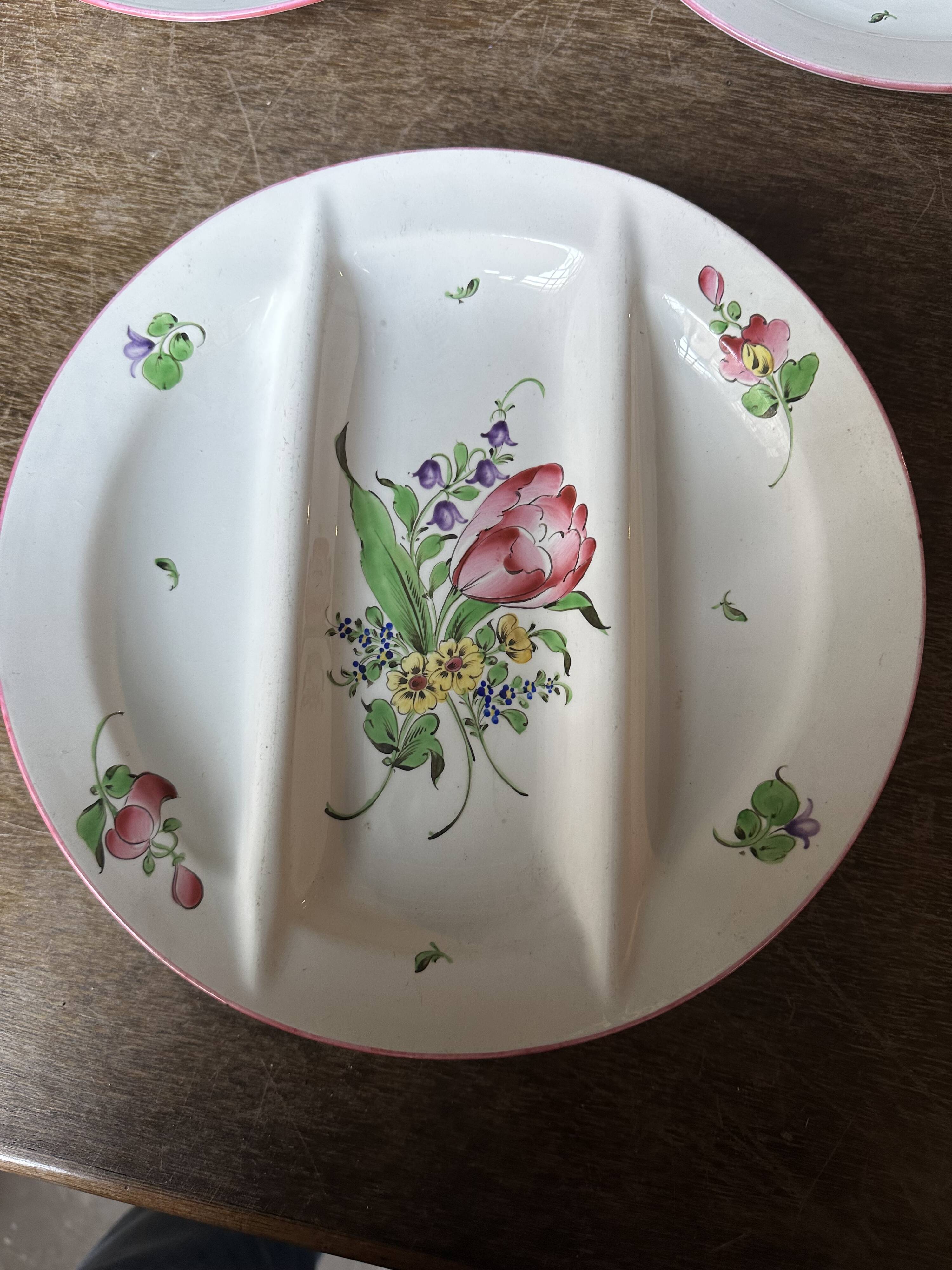 7 Asparagus Plates Late 19th Century Opaque Earthenware Luneville France