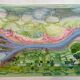 Set of 7 watercolour paintings signed B. Lévêque "Travel Notebook"