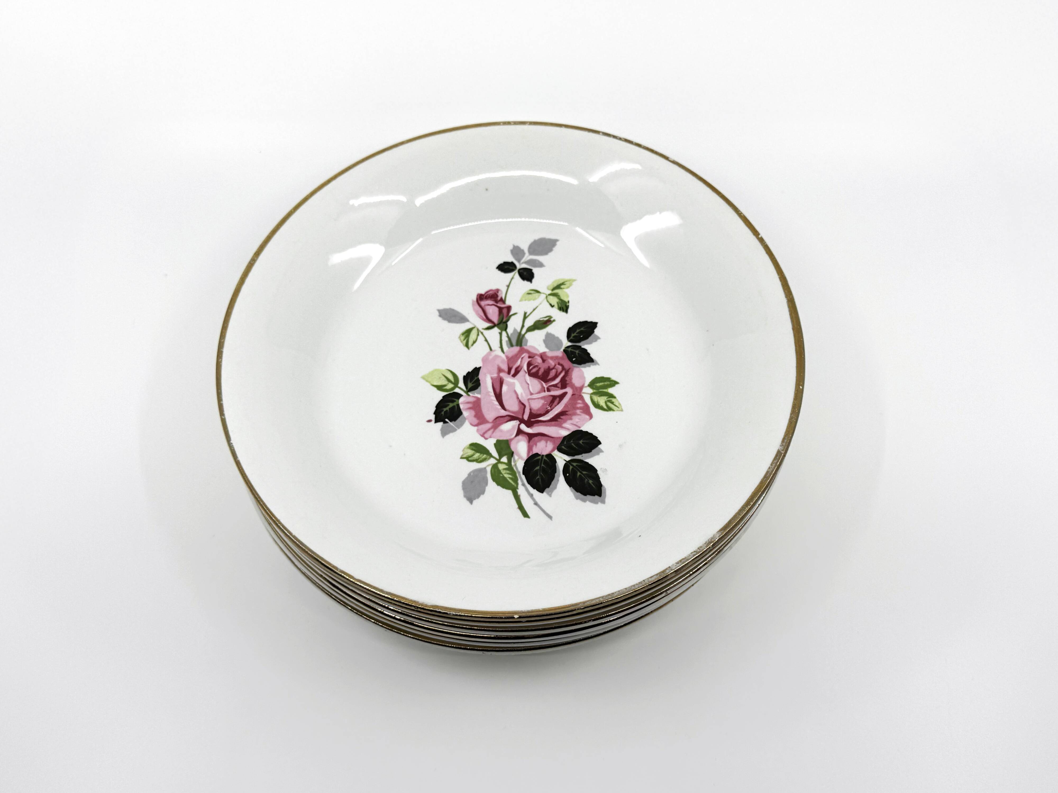 6 earthenware soup plates • L'Amandinoise • Circa 1950