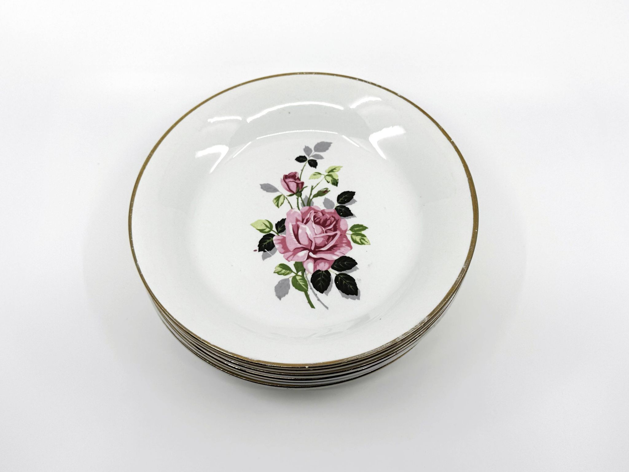 6 earthenware soup plates • L'Amandinoise • Circa 1950