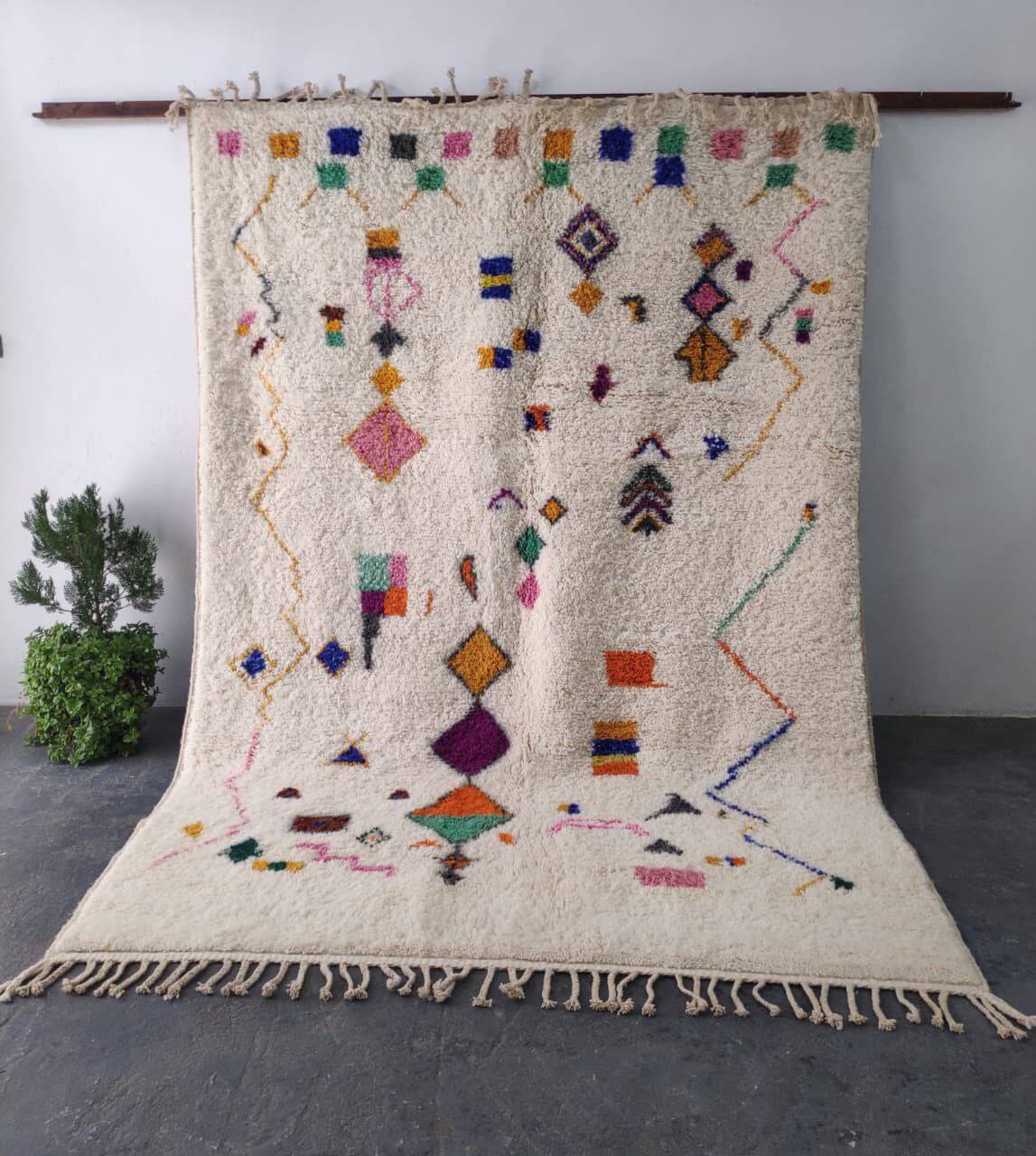 Large Colorful Abstract Moroccan Rug with Berber Symbols 300x200cm