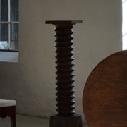 19th-century sculptural French wine press in solid wood / pedestal