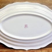 Old oblong oval dish 41.5 x 27 Gien model landscape pink 1938/1960