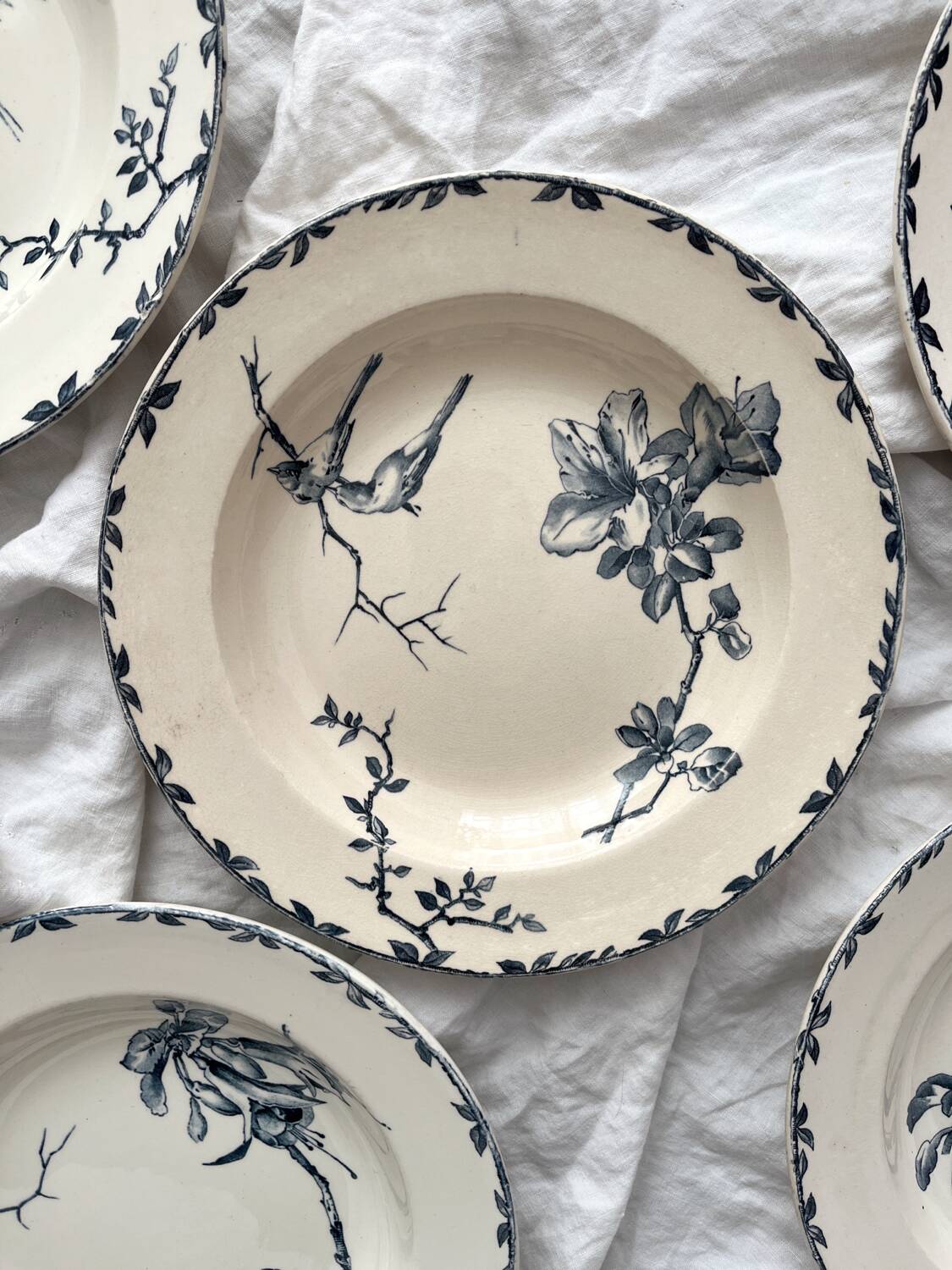6 “Oxford” ironstone soup plates from Choisy le Roi