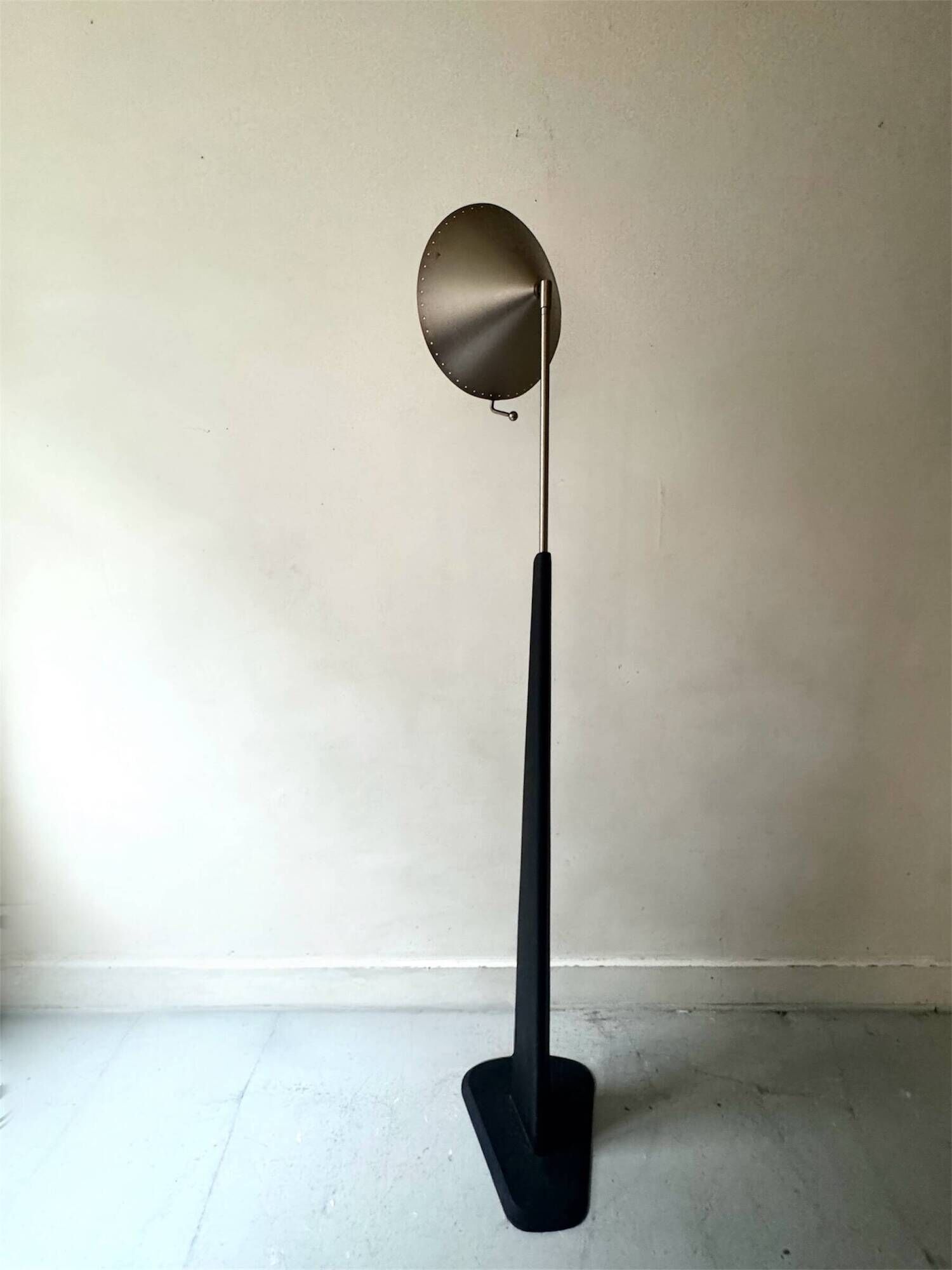 Vintage chrome metal cone floor lamp, adjustable, Ikea 1980.