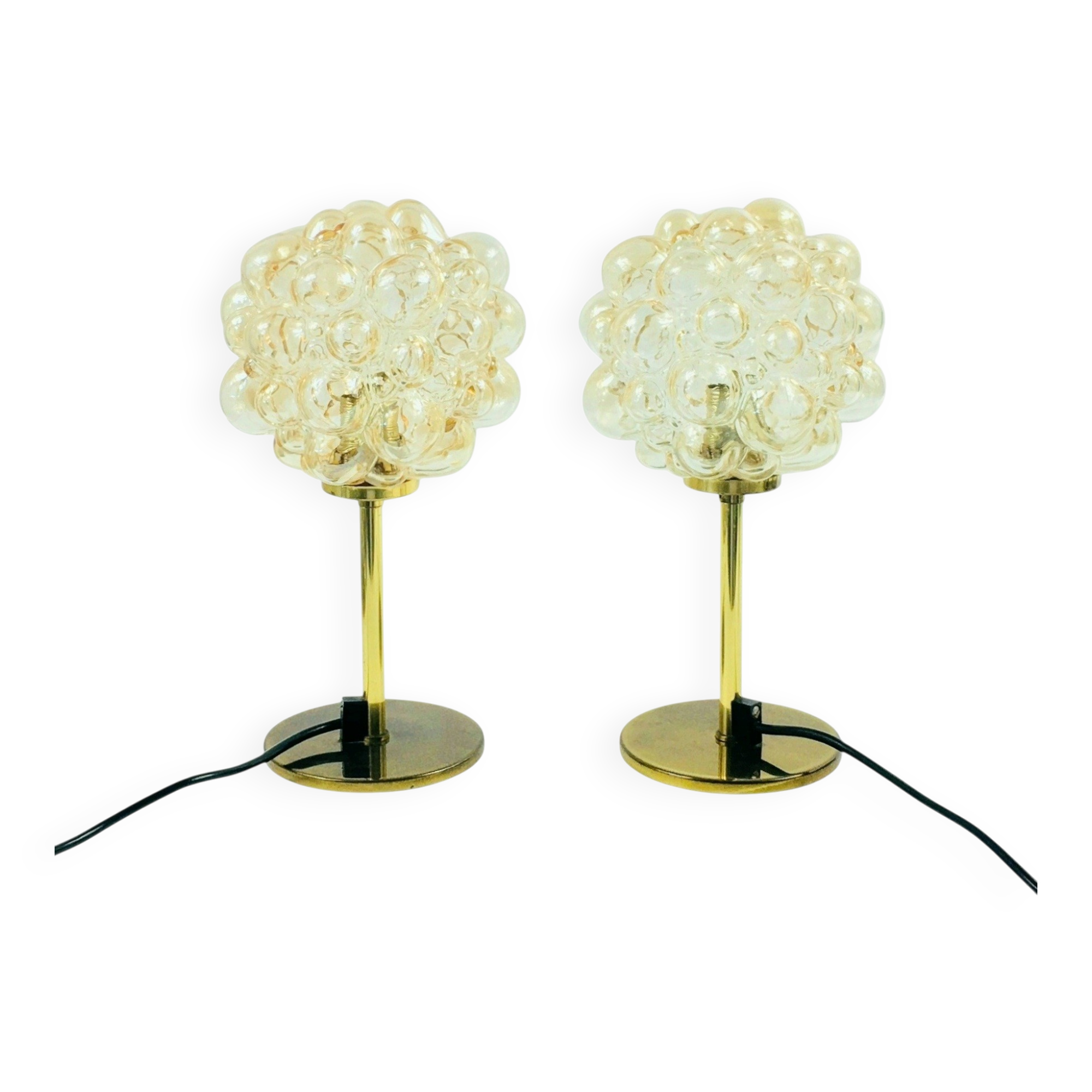 Paire de lampes de table en verre bulle du milieu du siècle par H. Tynell, Allemagne, années 1960.