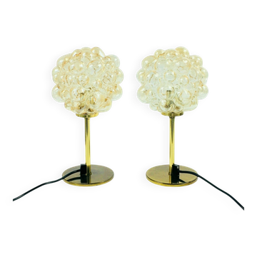 Pair of Mid-Century Bubble Glass Table Lamps by H. Tynell, Germany, 1960s