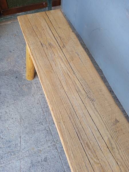Bench 140 cm old solid wood with patina