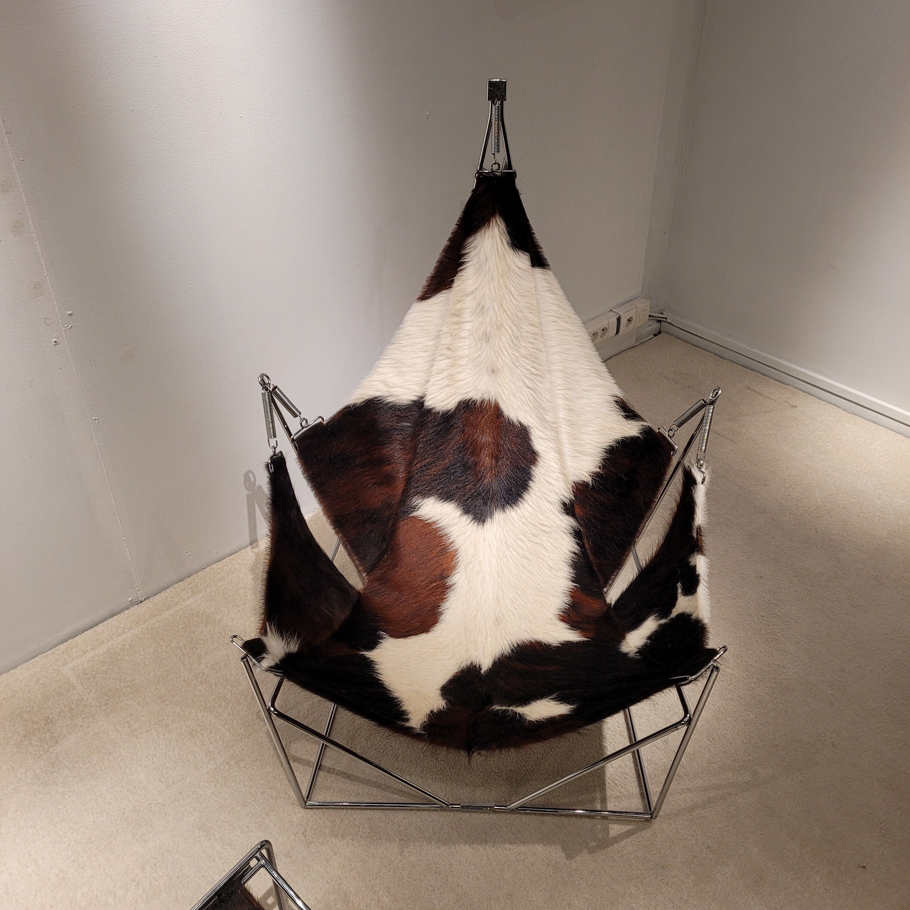 Vintage armchair and its ottoman model David by Odile Mir for Prisunic, 1972