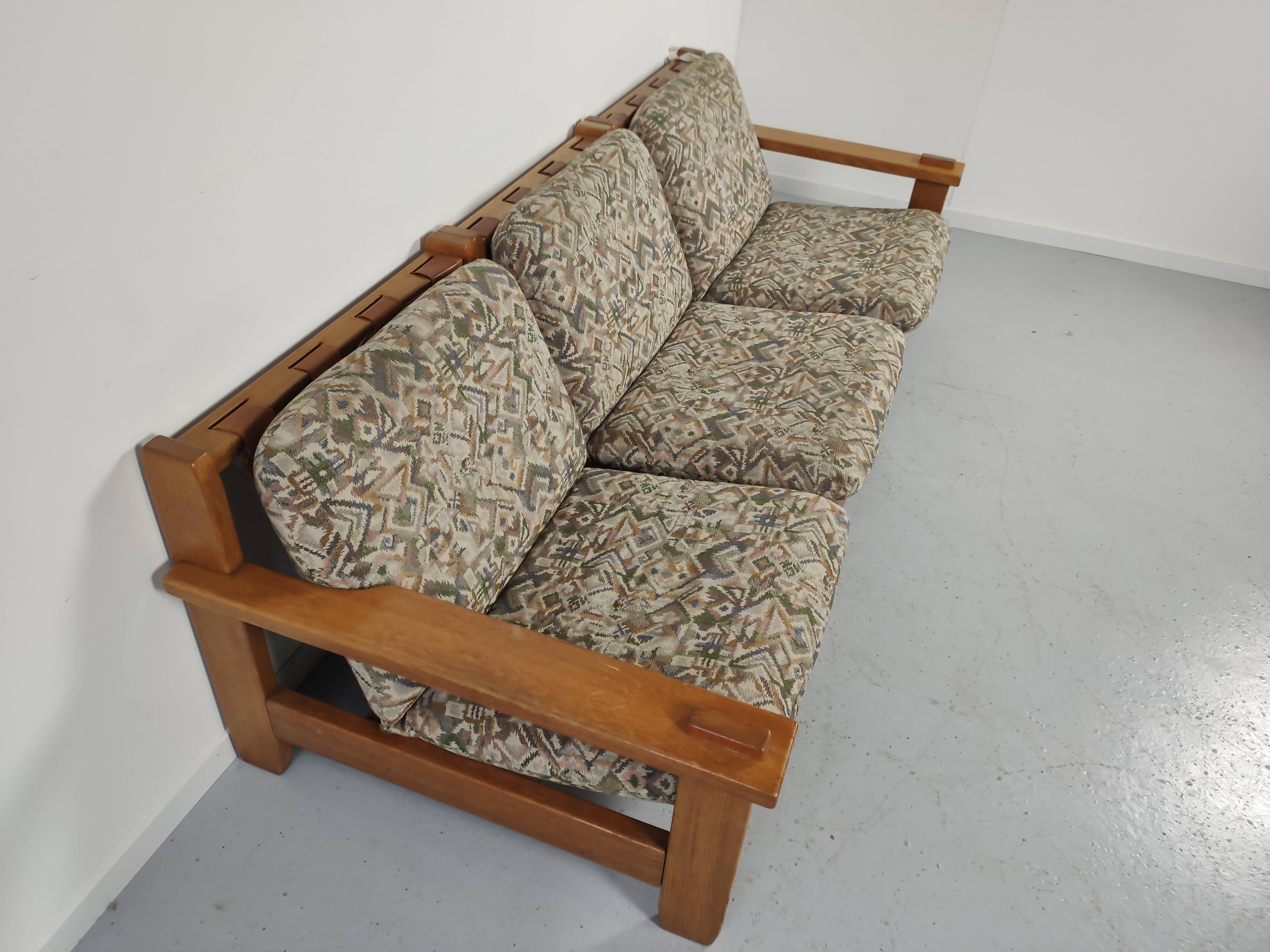 3-Seater vintage sofa modular Aztec motif