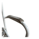 Ensemble de 4 chaises de jardin vintage en métal blanc et bois avec structures tubulaires en acier