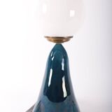 Blue ceramic sea lion lamp
