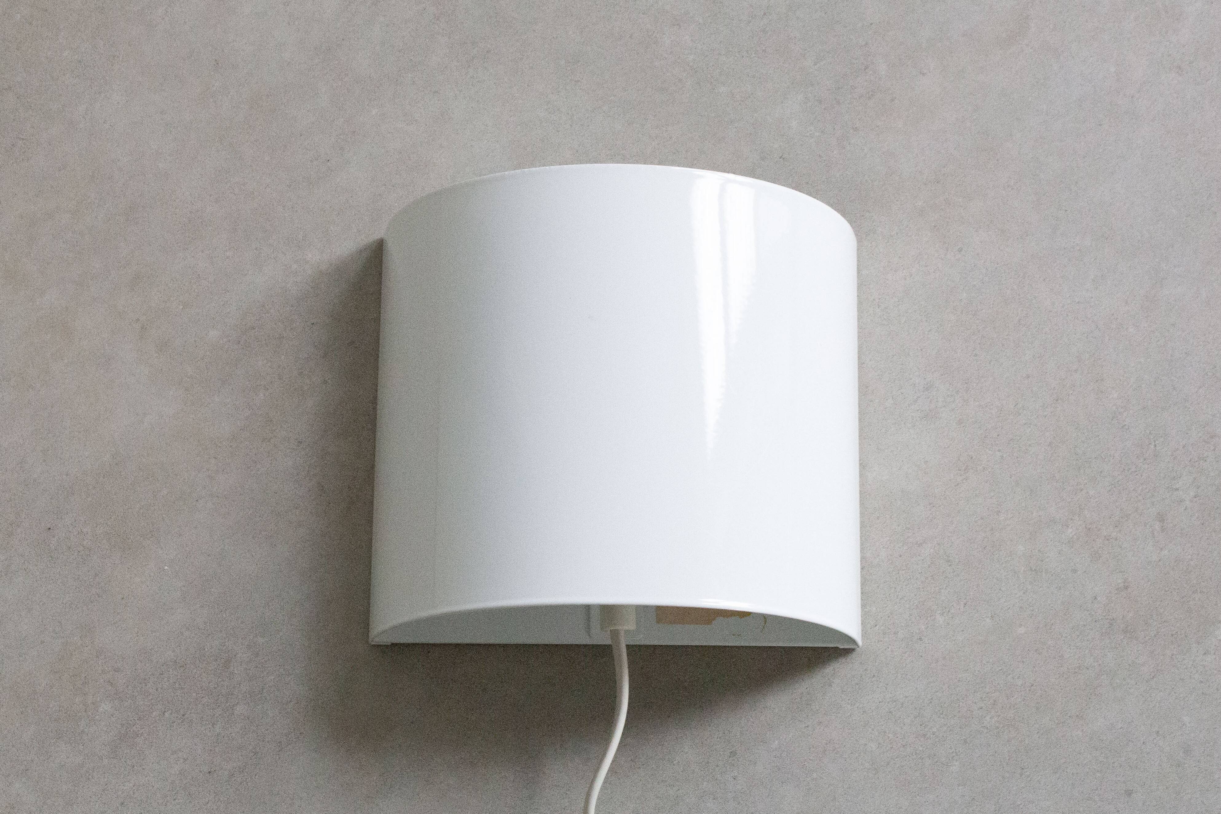 Vintage half round wall lamp - white metal