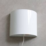 Vintage half round wall lamp - white metal