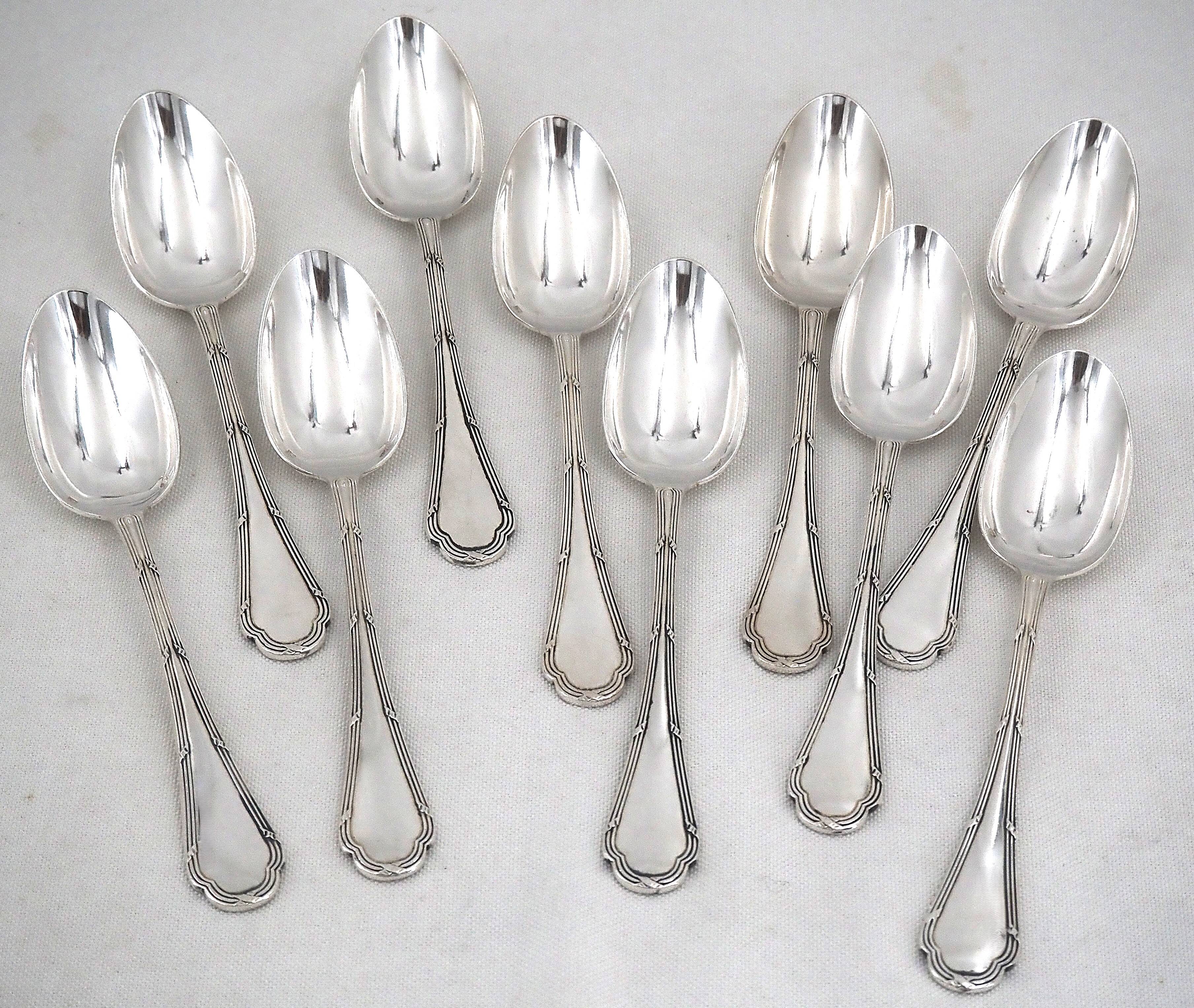 Share Ercuis Trianon 10 dessert spoons, silver-plated, 17.5 cm, e