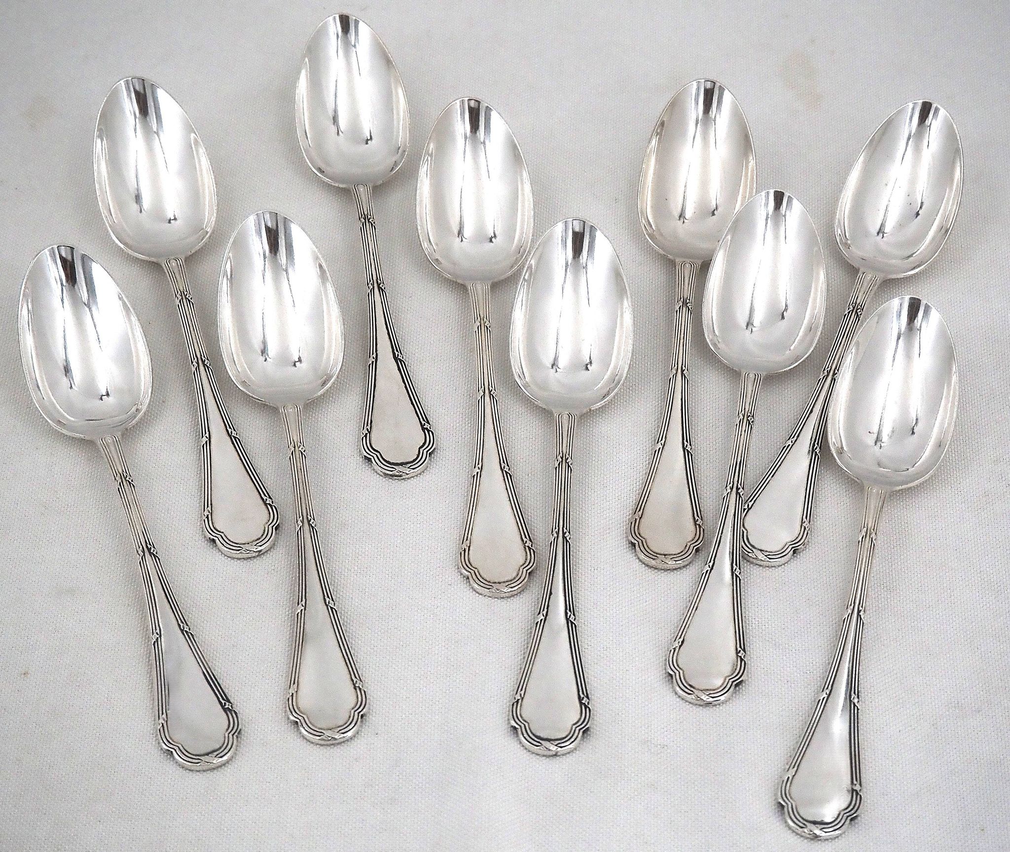 10 cuillères à entremets, métal argenté, 17,5 cm, Ercuis Trianon