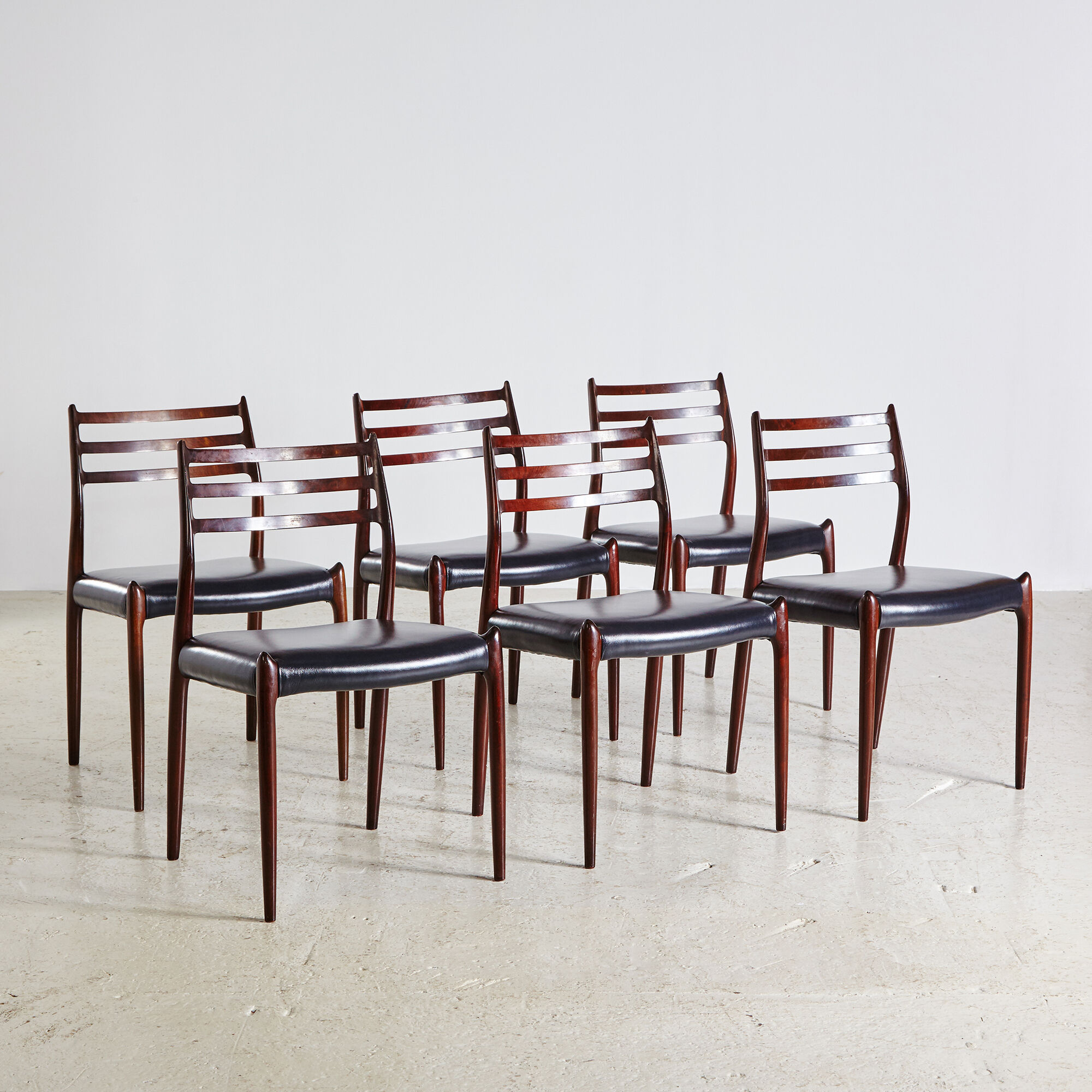 Model 78 rosewood dining chairs by niels o. møller for j.l. møllers, set of 6