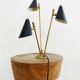 Italian three-headed brass lamp, 50s design