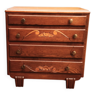Commode art déco chêne doré