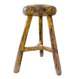Primitive wooden tripod stool / height 52 cm
