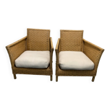 Set of vintage Habitat rattan armchairs