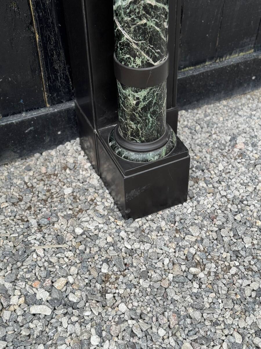 Napoleon III fireplace in black Belgian marble and antique green, circa 1880