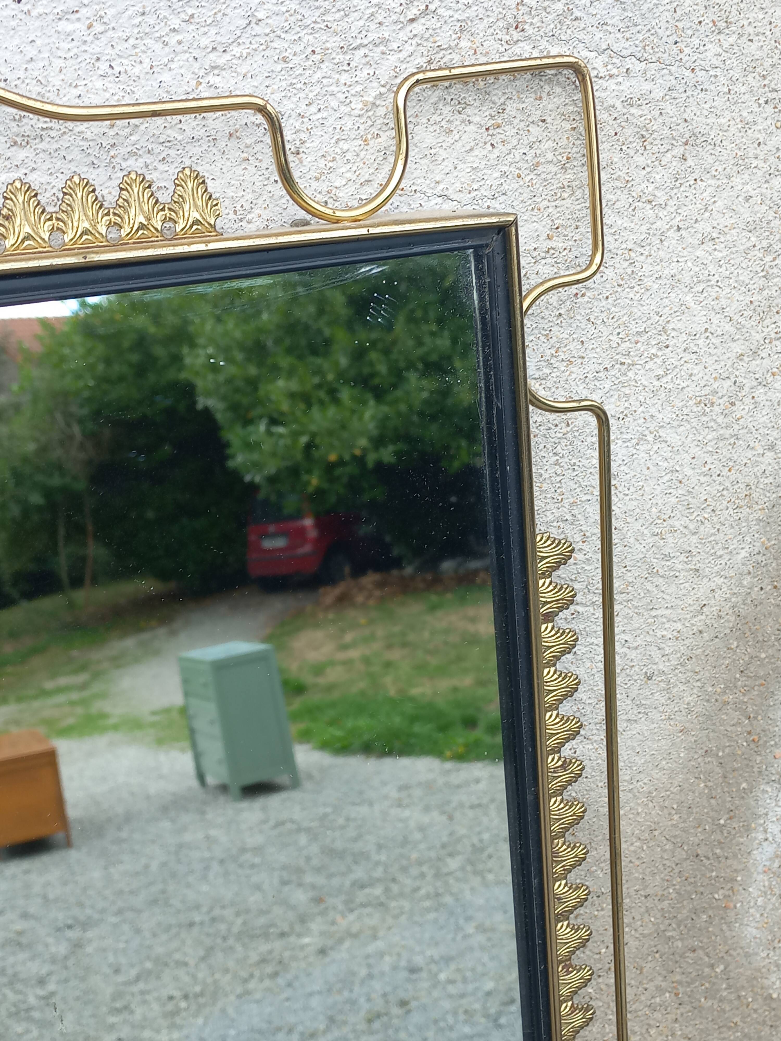 Vintage 1950s neoclassical style gold metal mirror