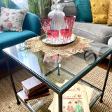 Table basse en verre et fer forgé design