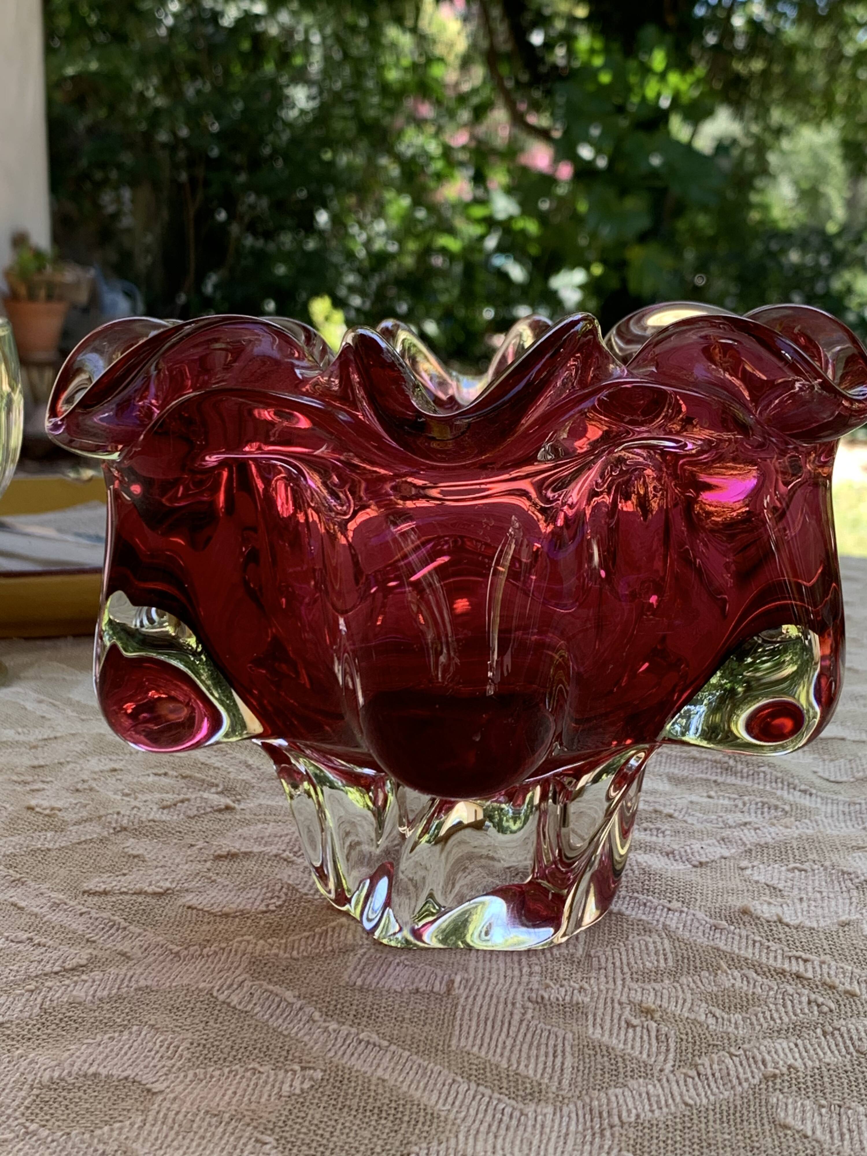 Bohemian crystal ashtray or pocket emptier from the 60s
