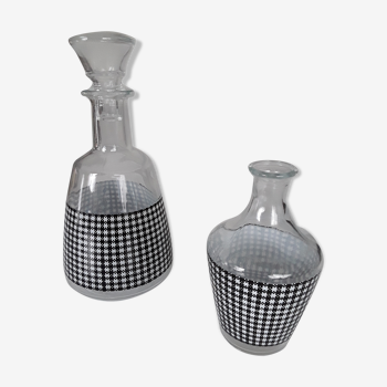 Carafe et pichet damier noir et blanc