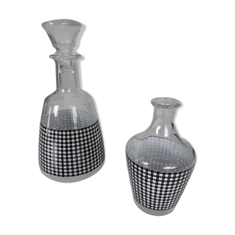 Carafe et pichet damier noir et blanc
