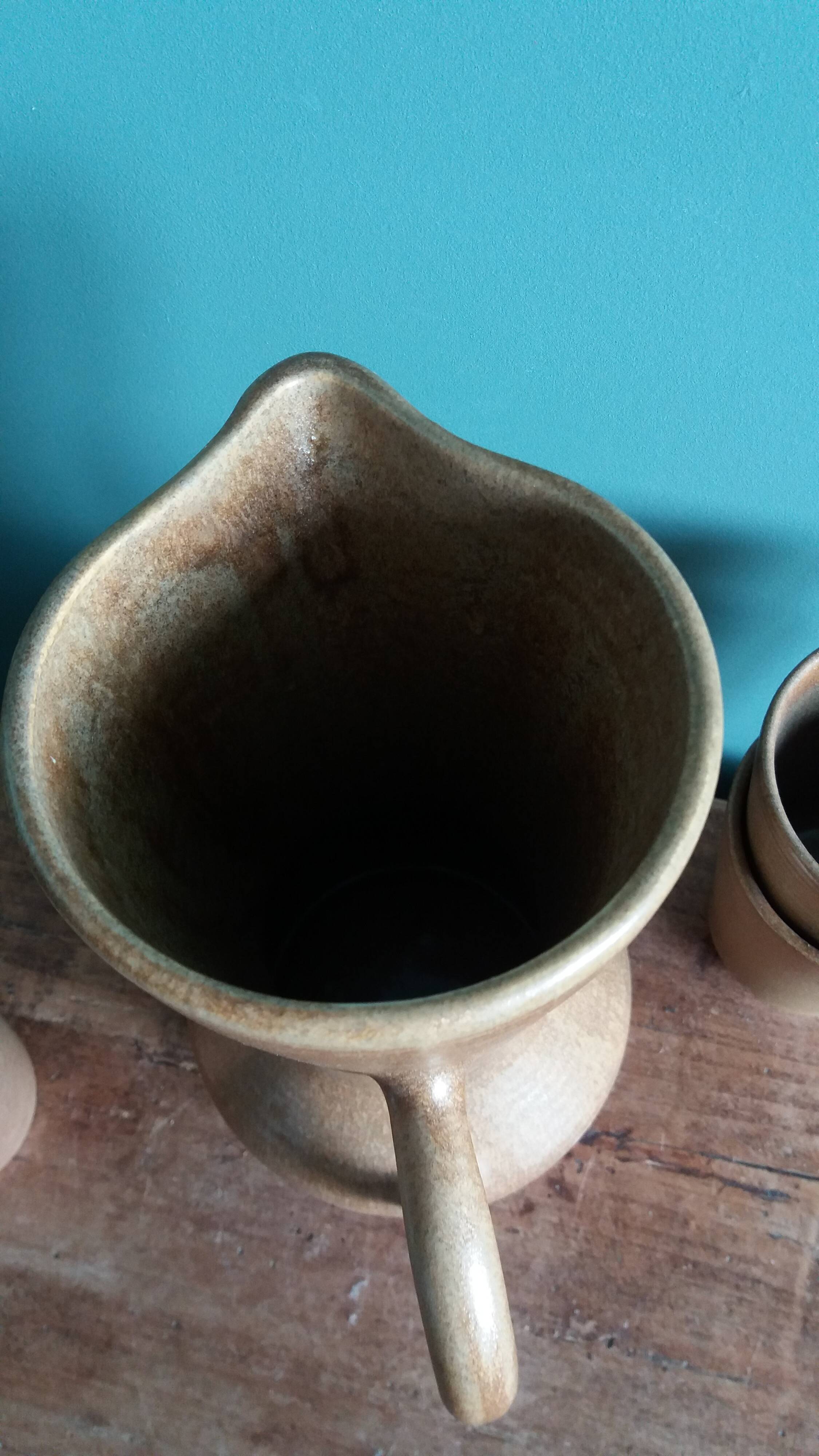 Cider or orangeade service Digoin, jug and stoneware glasses.