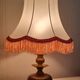 Bedside lamp foot round metal and lampshade pagoda silk pink