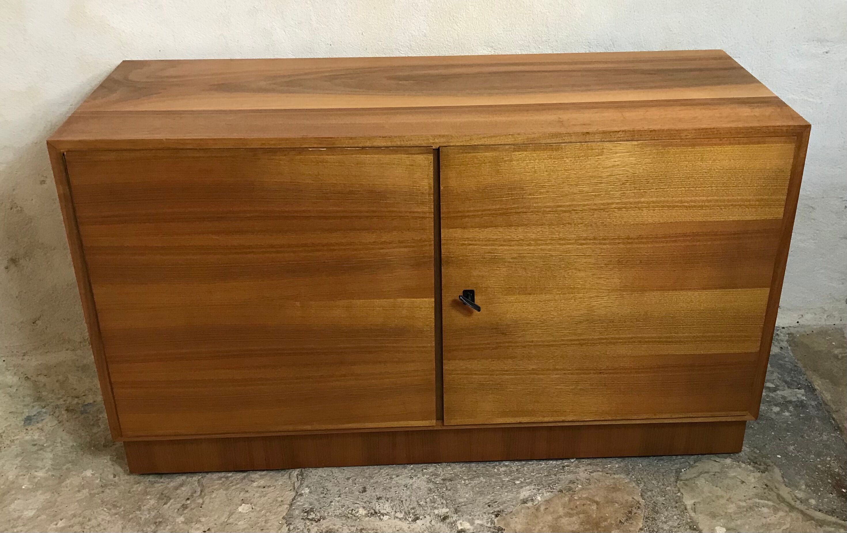 Buffet Box storage cabinet vintage blond walnut 1960-80's
