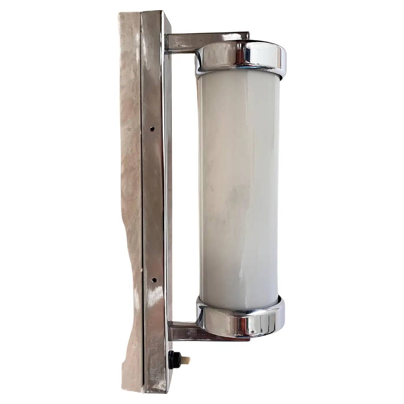 Chrome milk glass Bauhaus / Functionalist wall lamp - 1930s