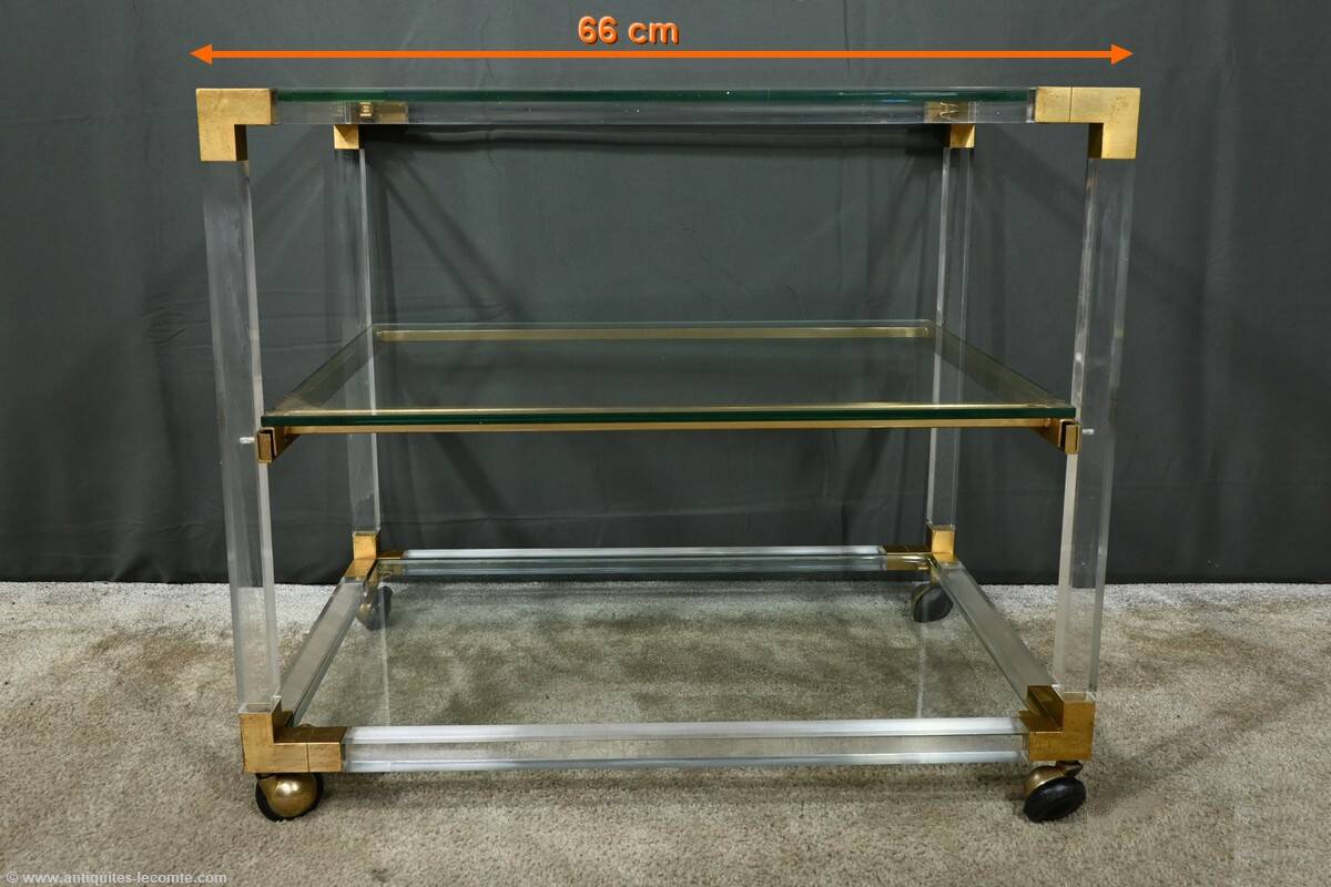 Rolling acrylic and brass serving table – 1960