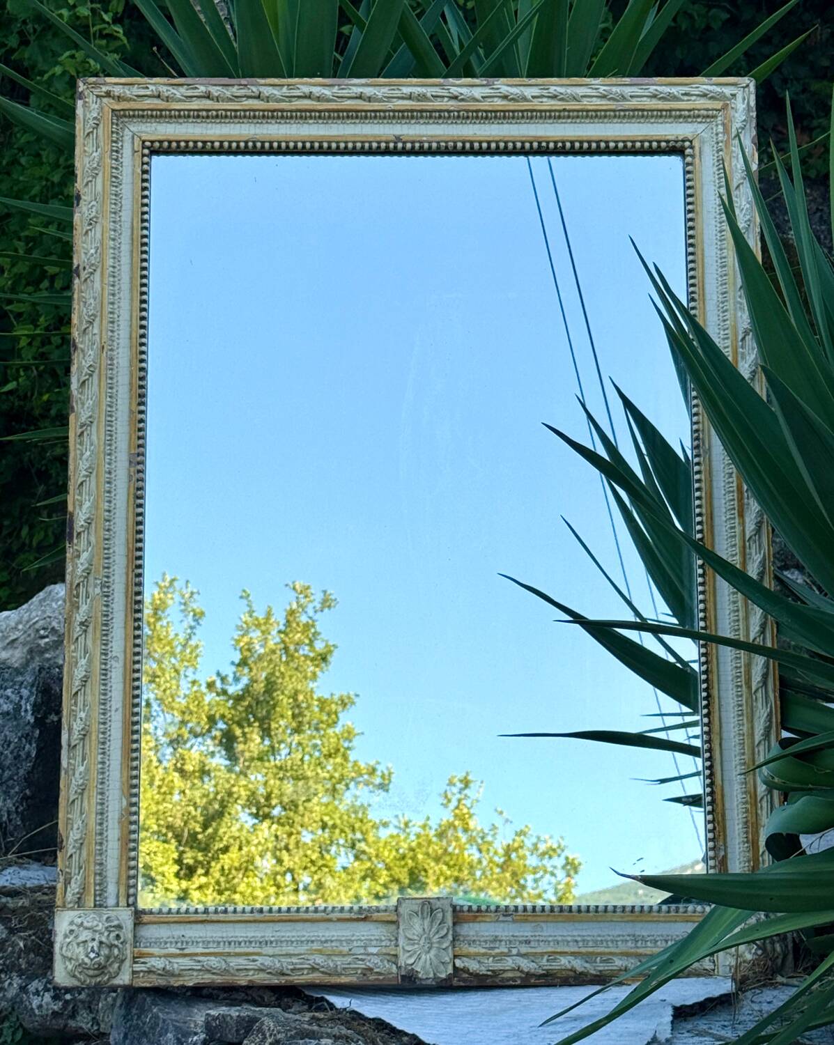 18th century painted wooden mirror