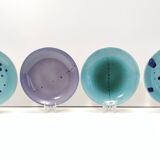 Set of Four Turquoise Earthenware Vide-Poche / Decorative Plates by Albisol