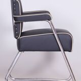 Fauteuil Bauhaus noir restauré, Mauser, Rohde, Chrome, Cuir, Allemagne, années 1930