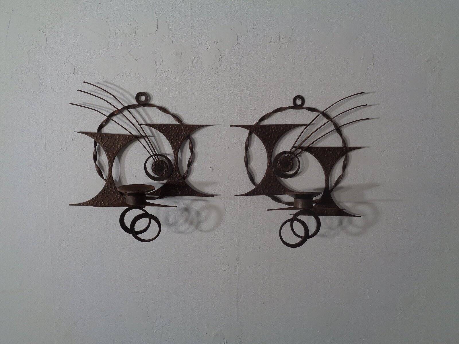 Brutalist Iron Candleholders by Henrik Horst, Denmark, 1960s, Set of 2