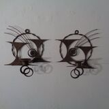 Brutalist Iron Candleholders by Henrik Horst, Denmark, 1960s, Set of 2