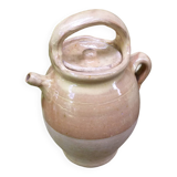 Ancienne chevrette gargoulette en terre vernissée  beige et jaune XIXème siècle