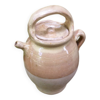 Old goat gargoulette in beige and yellow glazed earth XIXth century