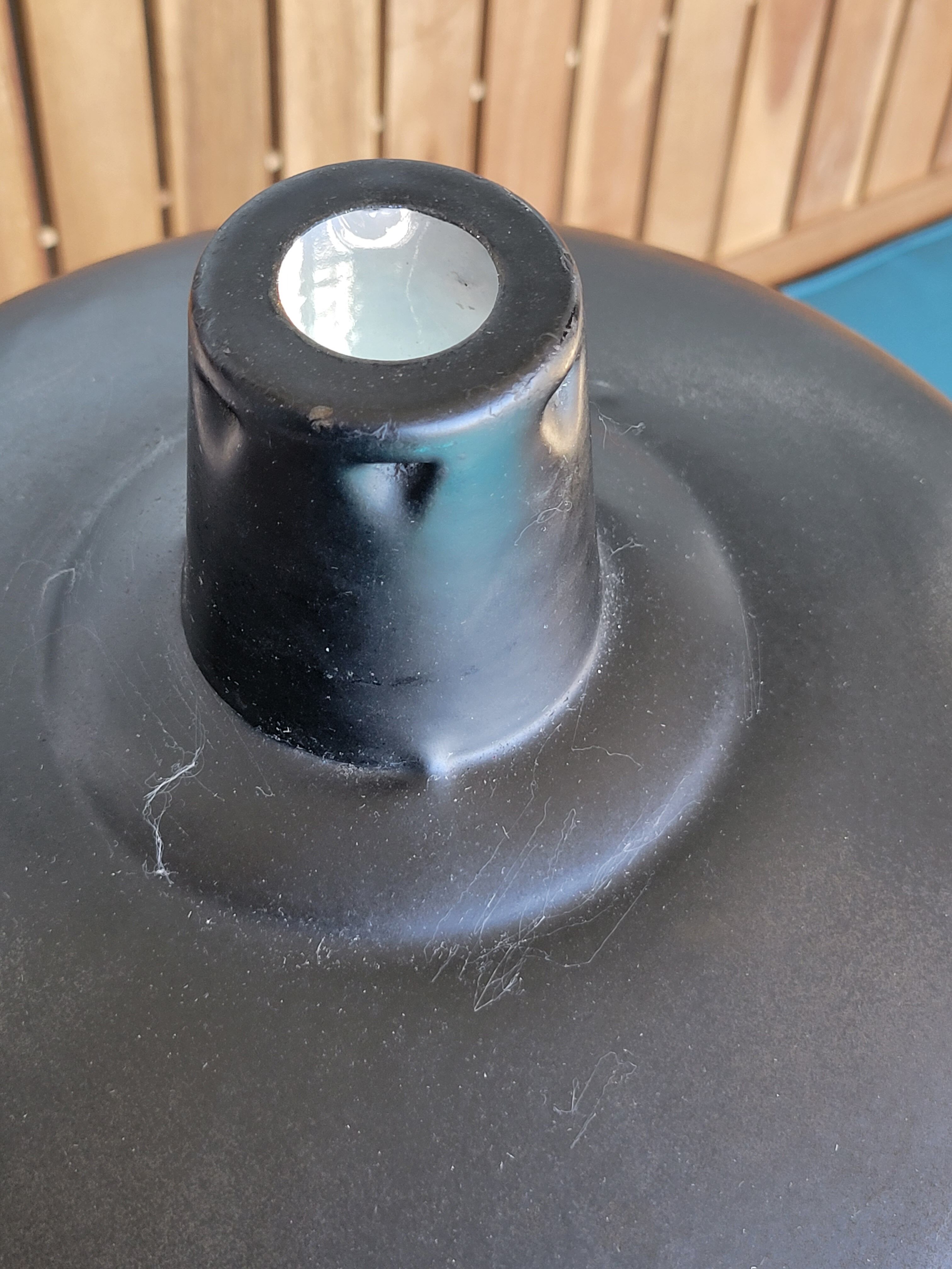 Pair of suspensions industrial lamp workshop lampshade in black enamelled metal