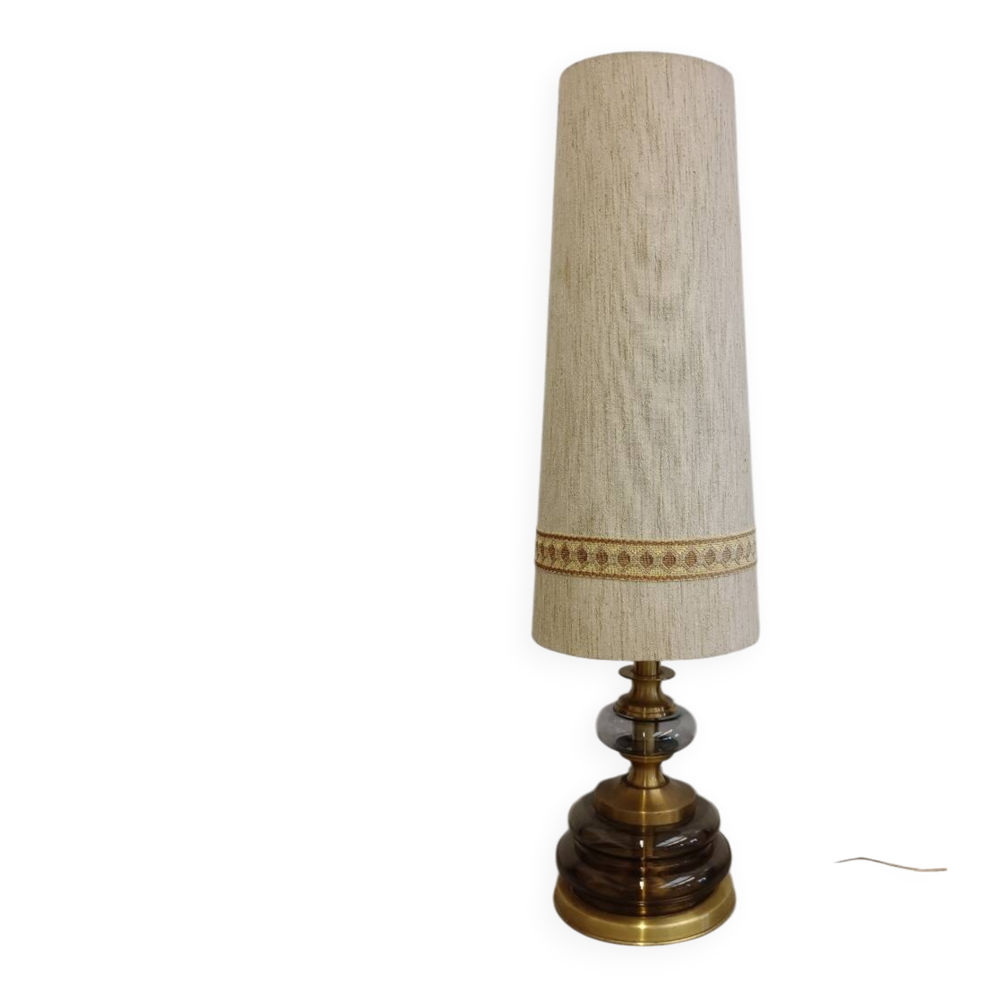 Glass and brass floor lamp