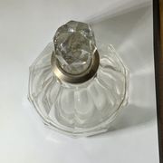 Antique crystal bottle with art deco hallmarked silver neck with facets