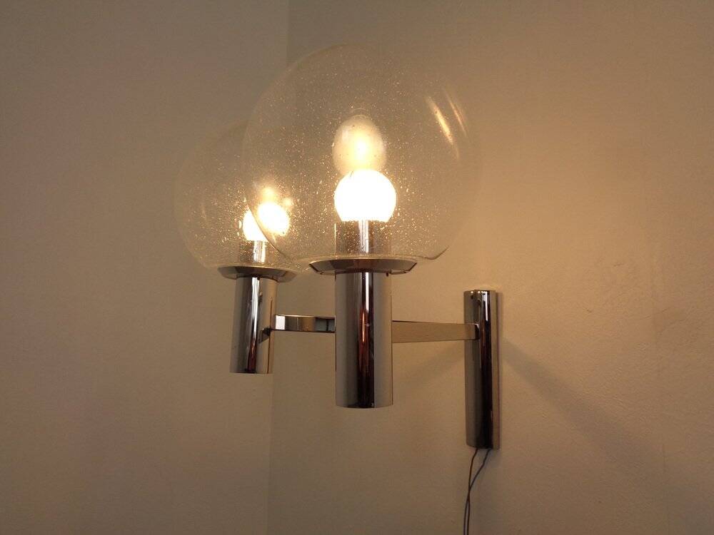 Chromed Glass Wall Lamp from OTT International, 1960s