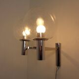Chromed Glass Wall Lamp from OTT International, 1960s