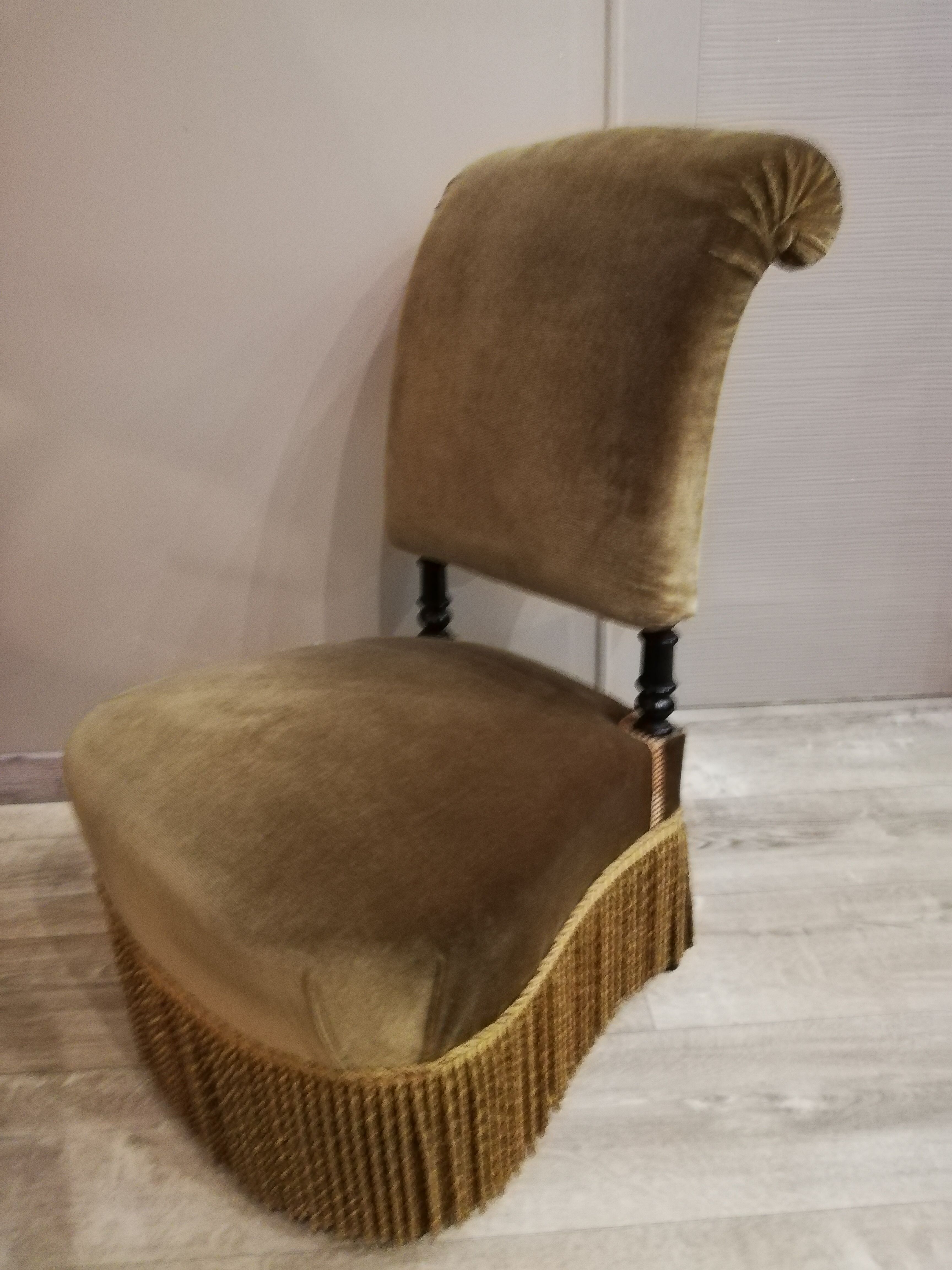 Armchair Toad velvet fringed style Napoleon III