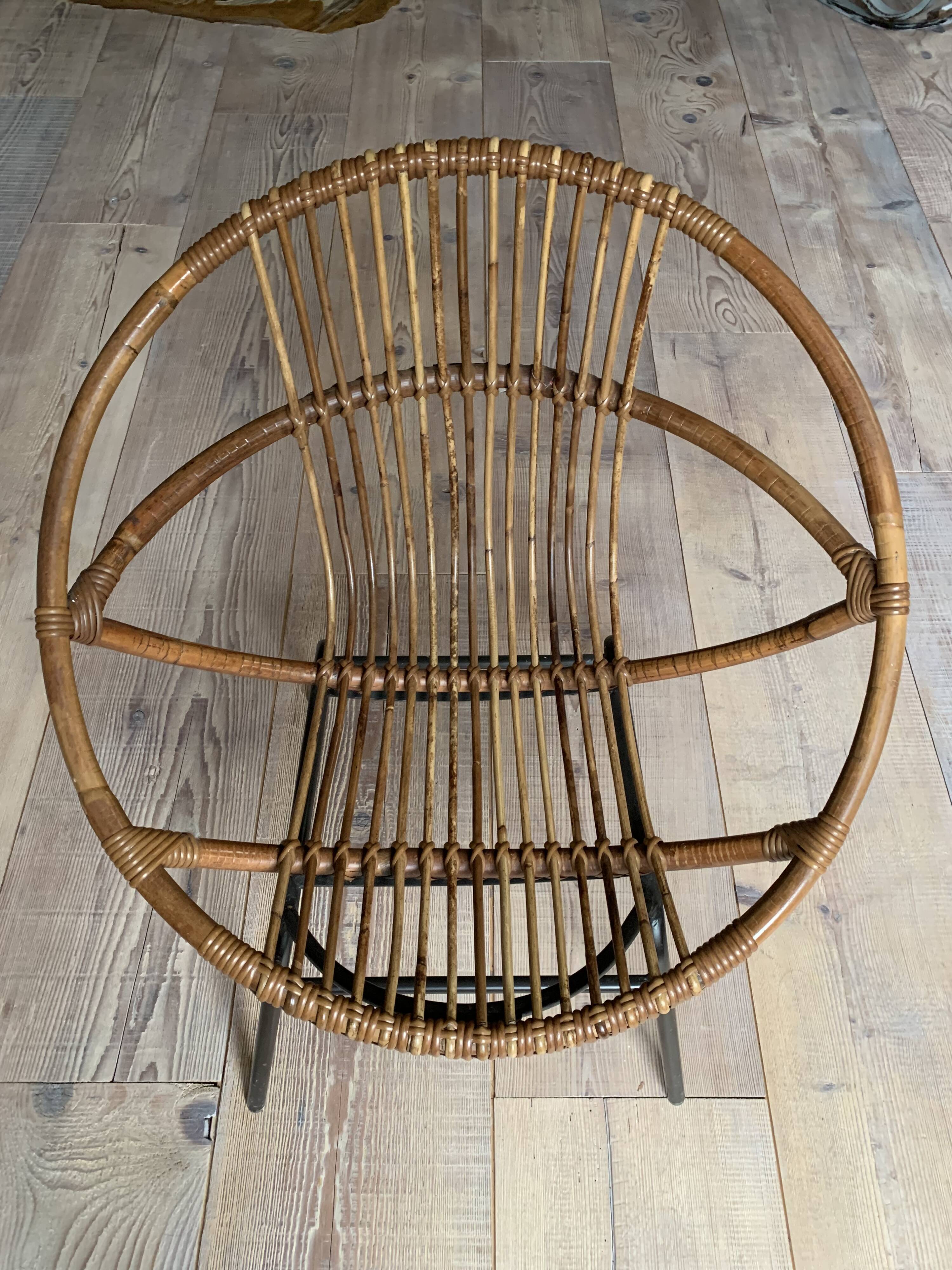 Fauteuil en rotin, 1950